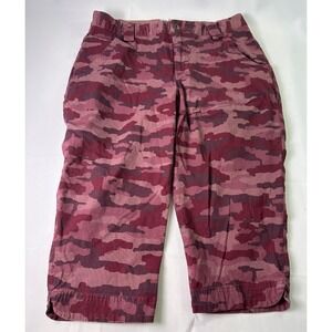 Duluth Trading Co Women Size 10 Camouflage Capri Cropped Pants Purple Red Hiking